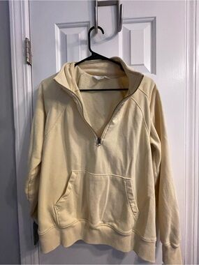 Market & Spruce Quarter-Zip Pullover Sweatshirt - Pale Yellow/Butter
